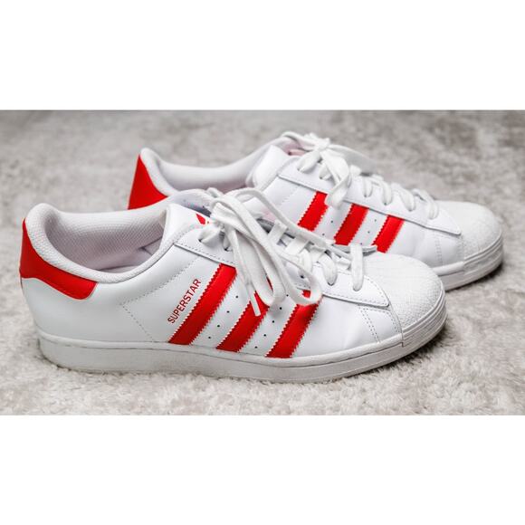Adidas Superstar White Better Scarlet Red Sneakers Mens 8.5 Womens 10 IG9367 - Picture 10 of 16